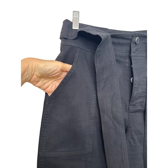Bar lll Women’s Black Pants M Tie Belt Tapered Button Closure Pockets Stretch - Picture 6 of 16